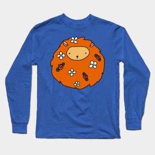 Flowery Lion Face Long Sleeve T-Shirt